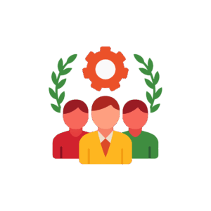 Icon representing the Supervision Culture Builder — three stylised people with connection lines, symbolising institutional strategy and community building in doctoral supervision.