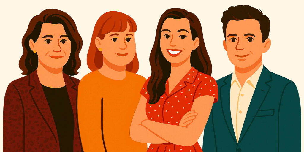 Illustrated team portrait of four diverse professionals smiling, representing the TEDS supervision community